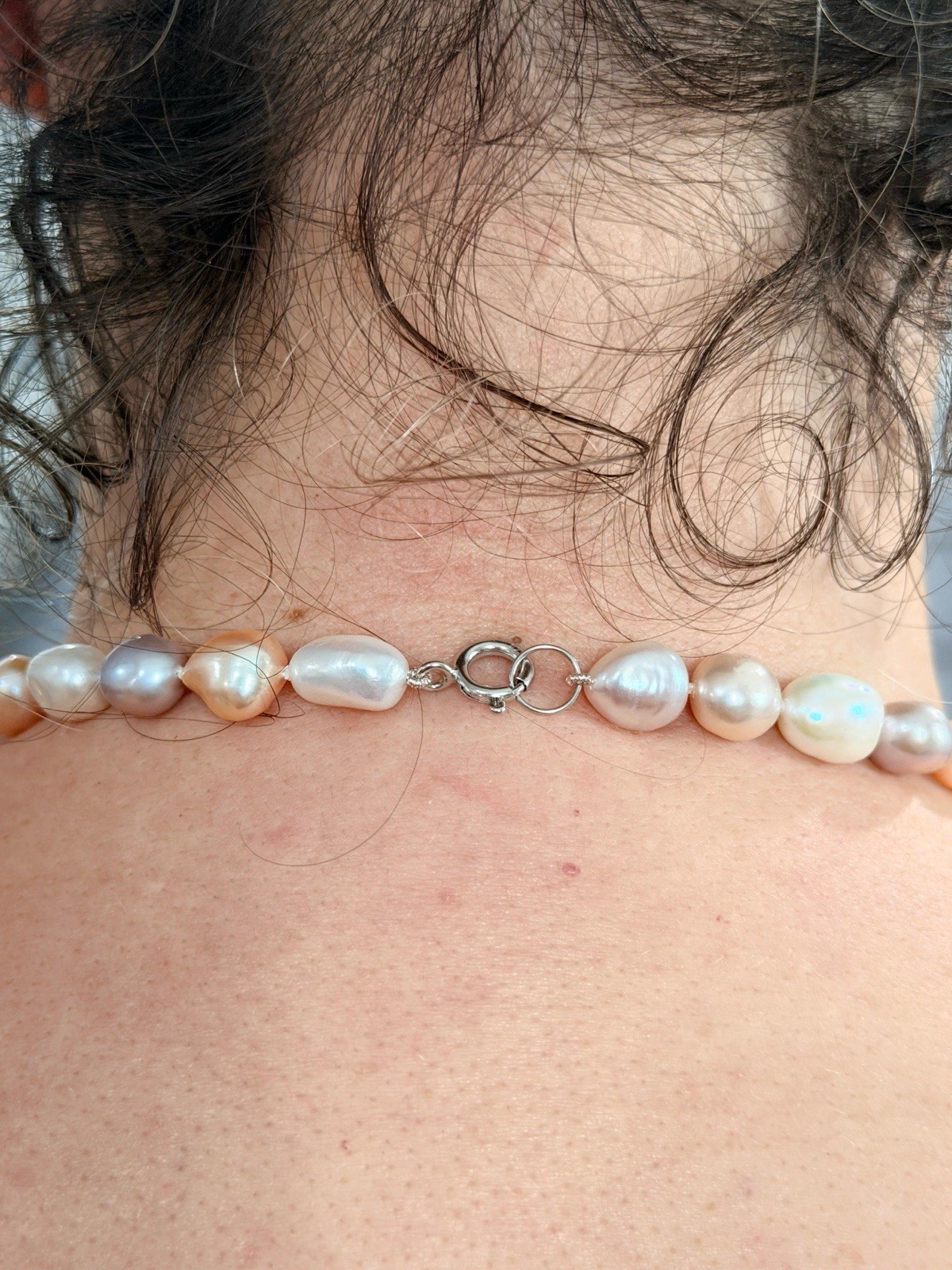 June Birthstone Multicolor Pastel Pink White Purple Pearl Bridal Necklace, Gift