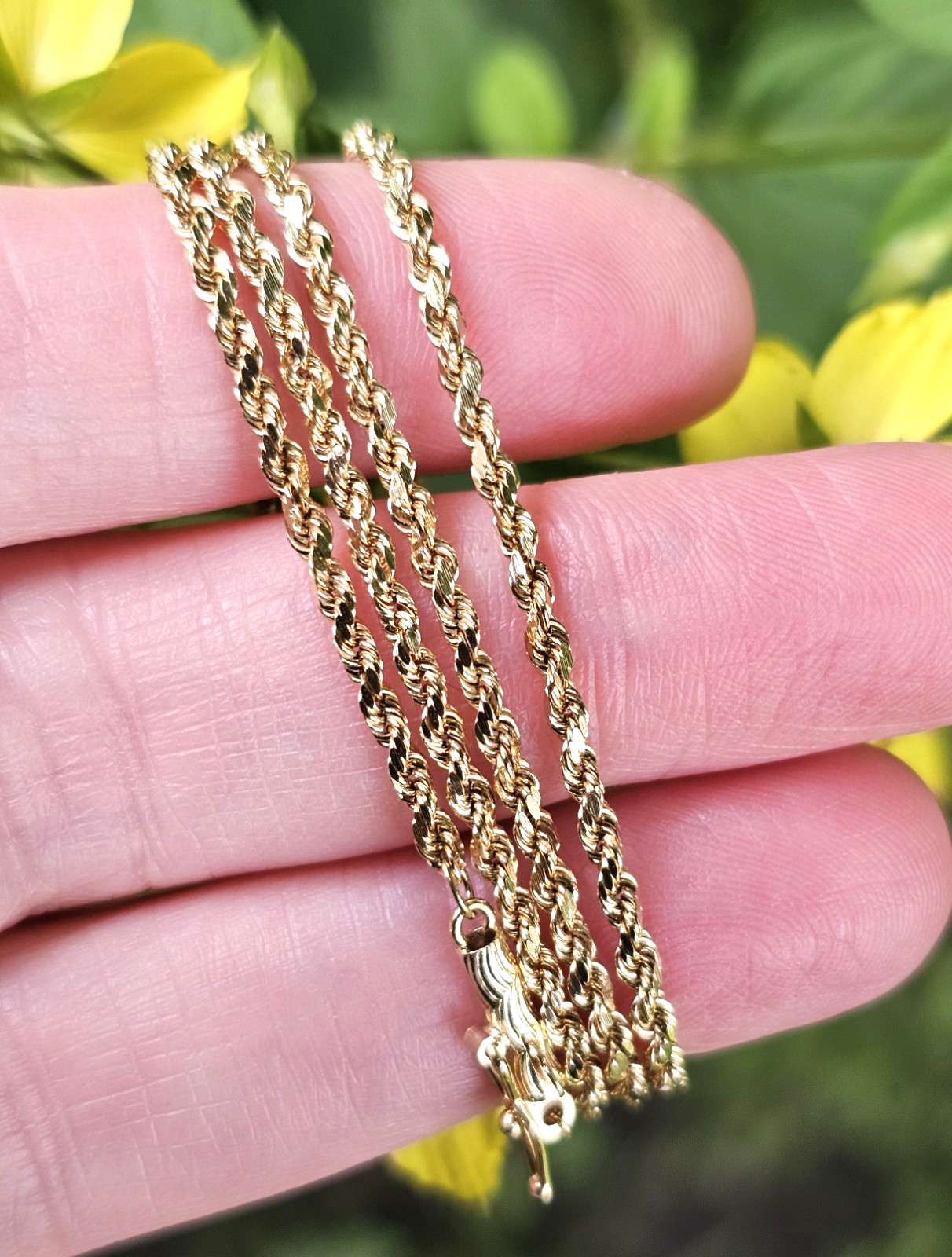18″ diamond cut rope chain necklace 14K yellow gold 3.4 grams 1.7mm 3.4 grams