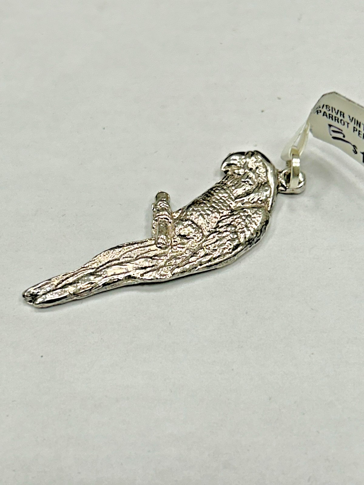 925 Sterling Silver Large Parrot Bird Pendant Charm
