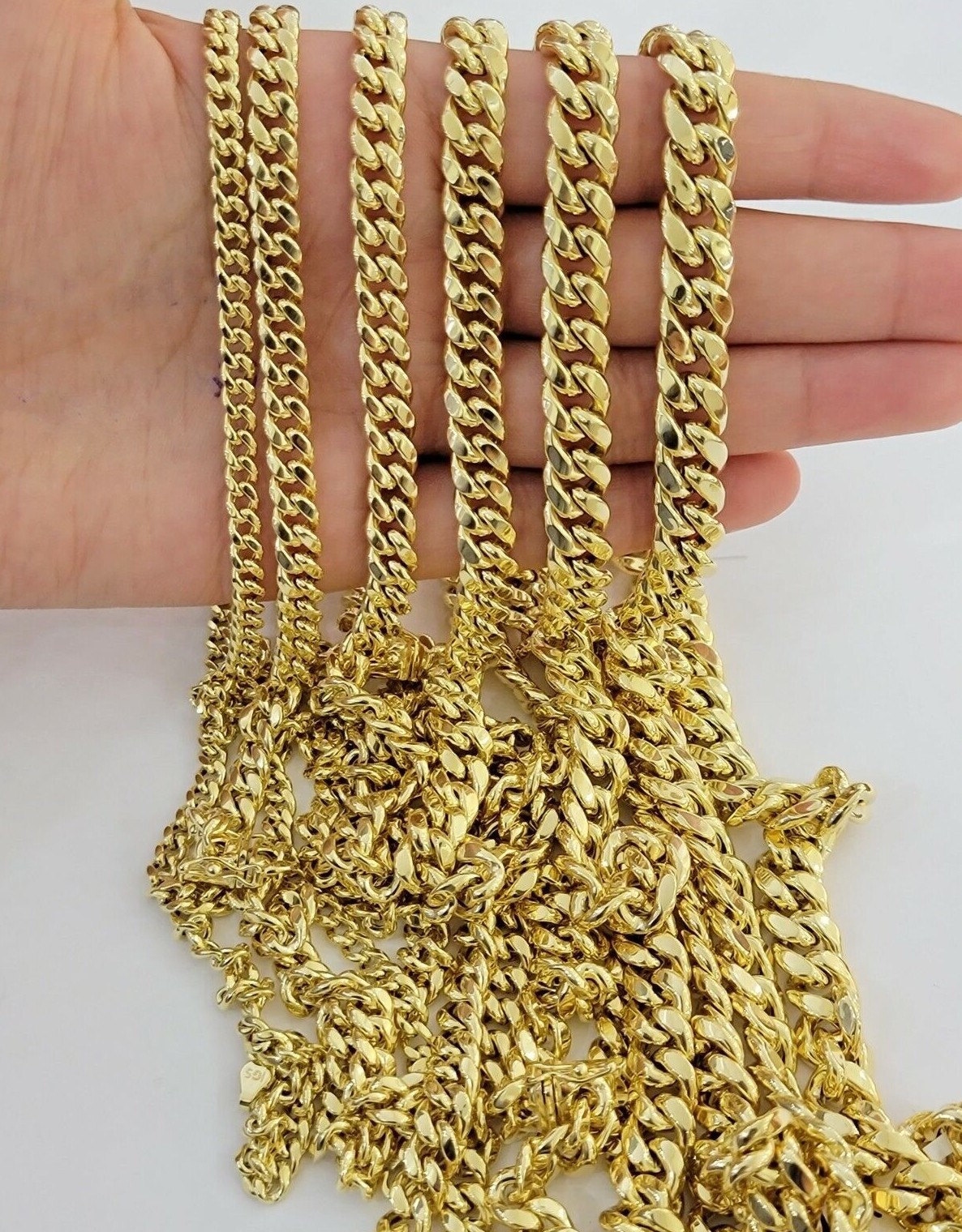 Real 10k Gold Miami Cuban Link Necklace chain & Bracelet 5-10mm 8″-30″ Men Women
