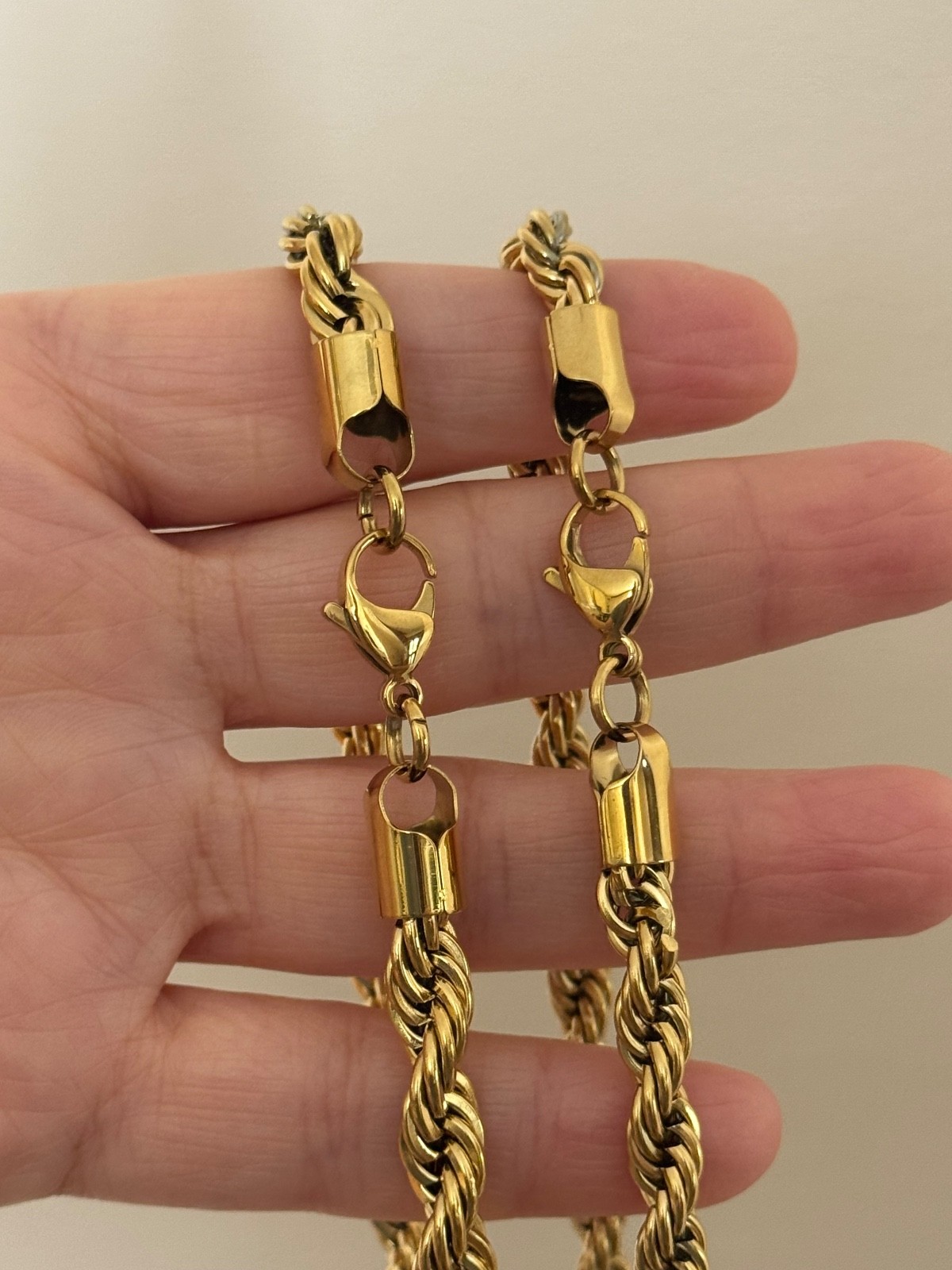 316 L Stainless Steel Gold Plated Rope Necklace Chain for Women Men,