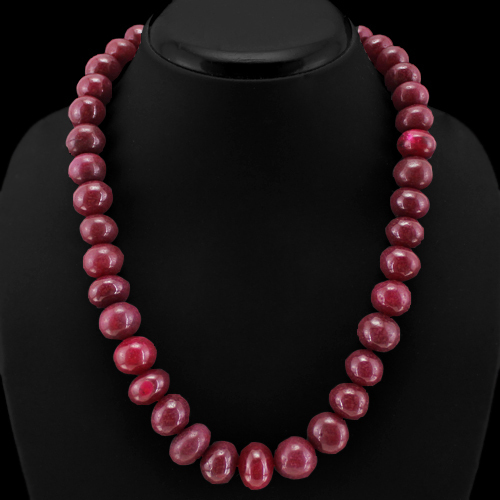 BEAUTIFUL AMAZING EVER 646.00 CTS EARTH MINED RUBY ROUND BEADS NECKLACE STRAND