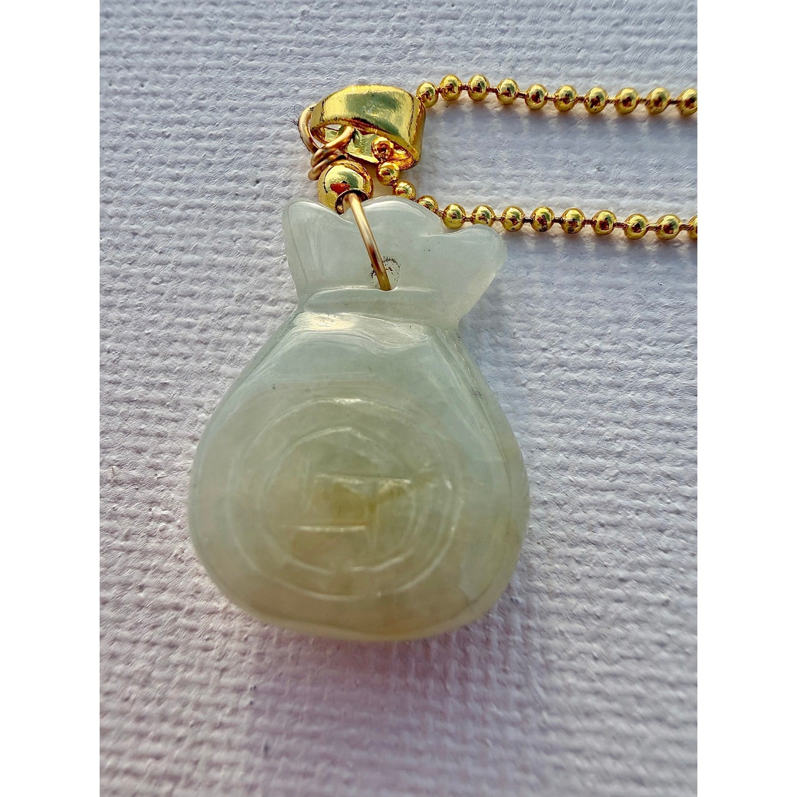 Natural Jade Money Bag Pendant Necklace | Lucky Wealth Charm