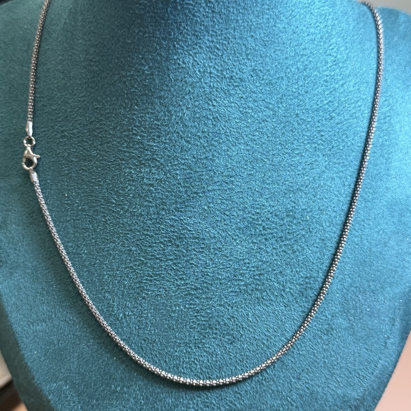 925 Sterling Silver RHODIUM Plated 1.7mm POPCORN Chain Necklace ITALY 18”