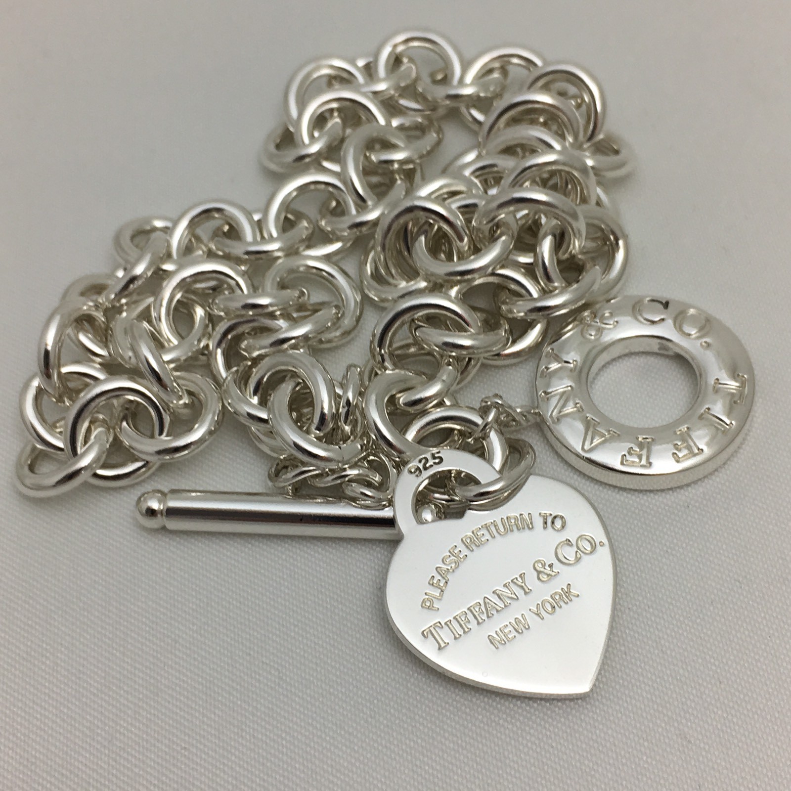 Please Return to Tiffany Silver Heart Tag Toggle Necklace in Silver AUTHENTIC