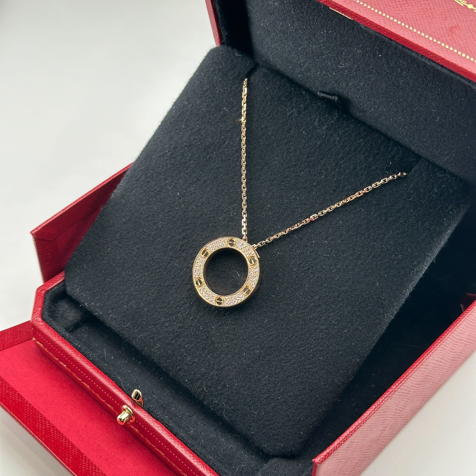 Cartier Love Pavé Diamond Necklace 750 Rose Gold (B7224527) – 2022