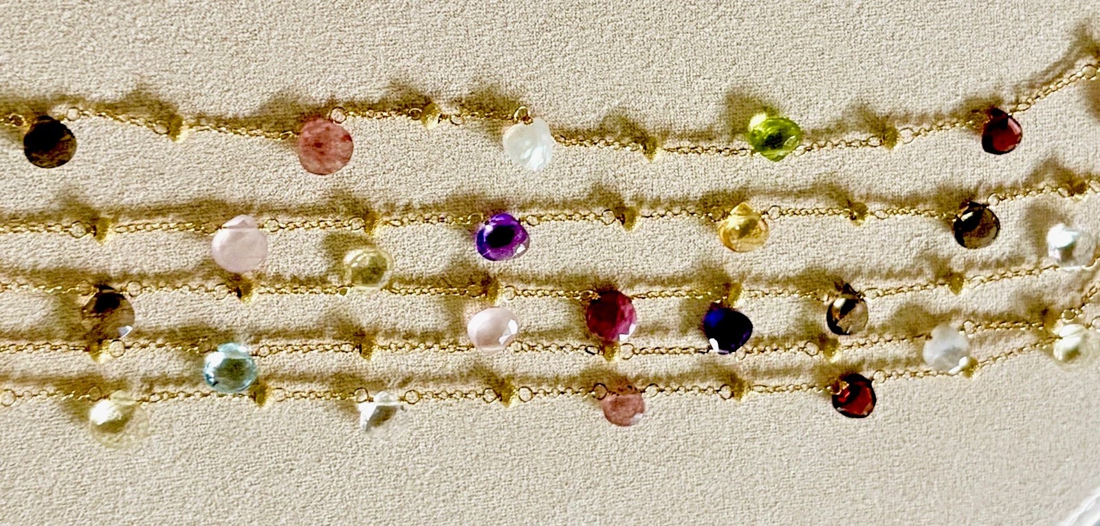 Spectacular Multi-Gem Briolette Vermeil 5 Strand Necklace