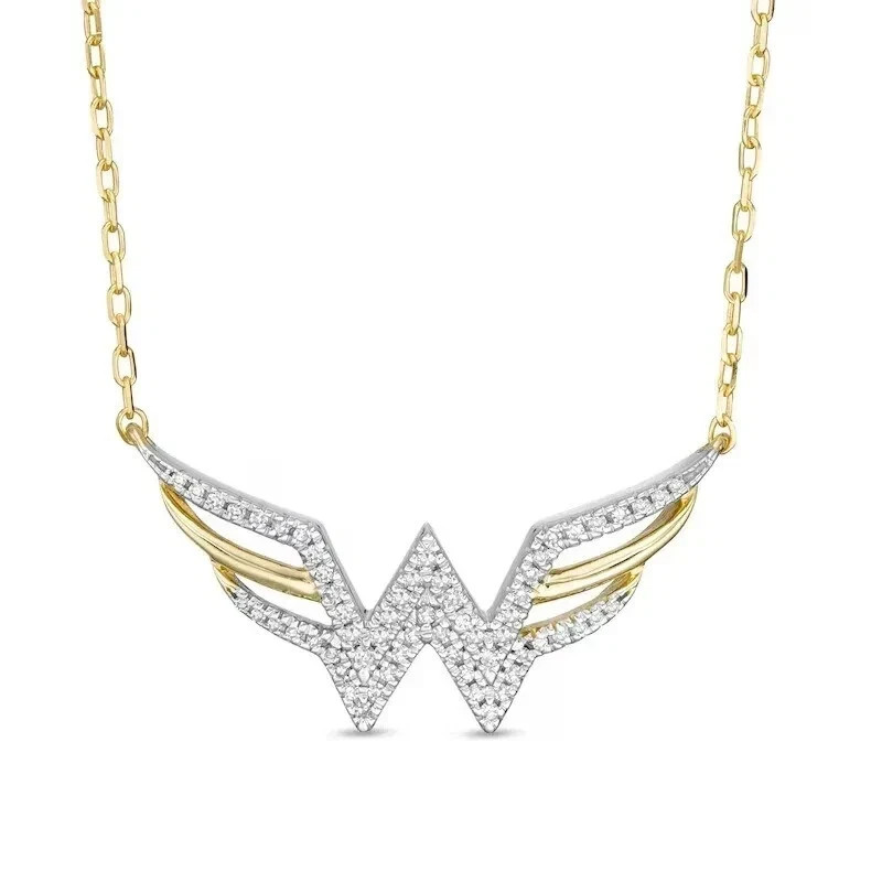 Wonder Woman Collection 1/8 CTTW Diamond Symbol Necklace in 925 Sterling Silver