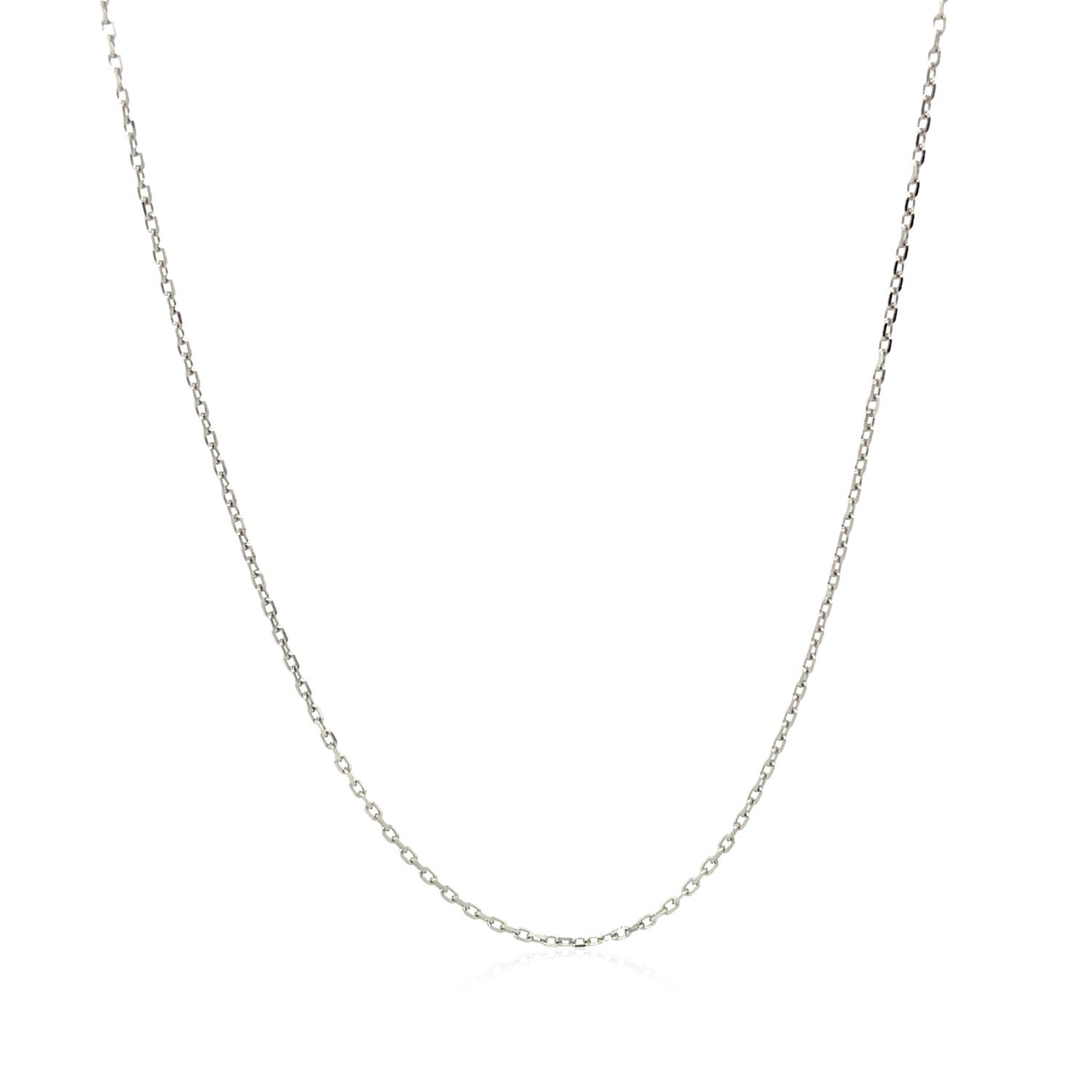 Diamond Cut Cable Link Chain, 18K White Gold, Sizes 16-18, 0.75 mm, Sparkle
