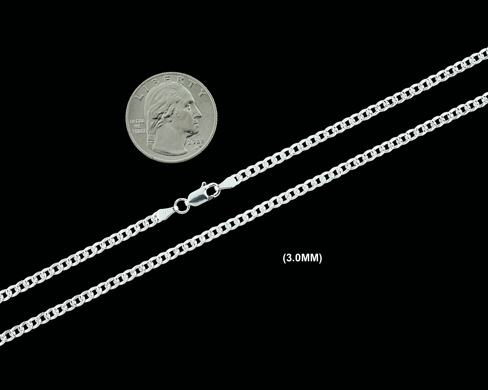 Mens SOLID 925 Sterling Silver DIAMOND CUT CUBAN CURB Chain Bracelet or Necklace