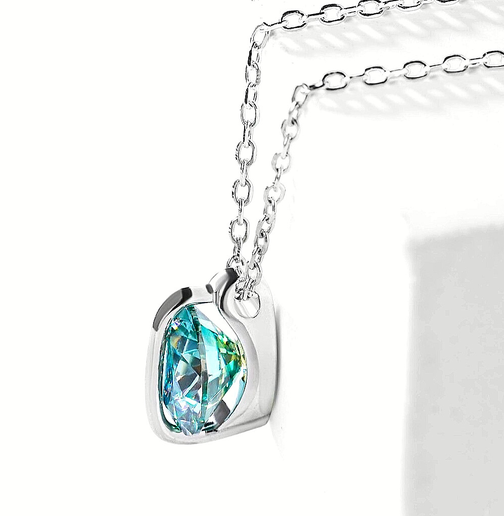8 Ct Certified Treated Blue Diamond Solitaire Pendant In 925 Silver,Great Shine