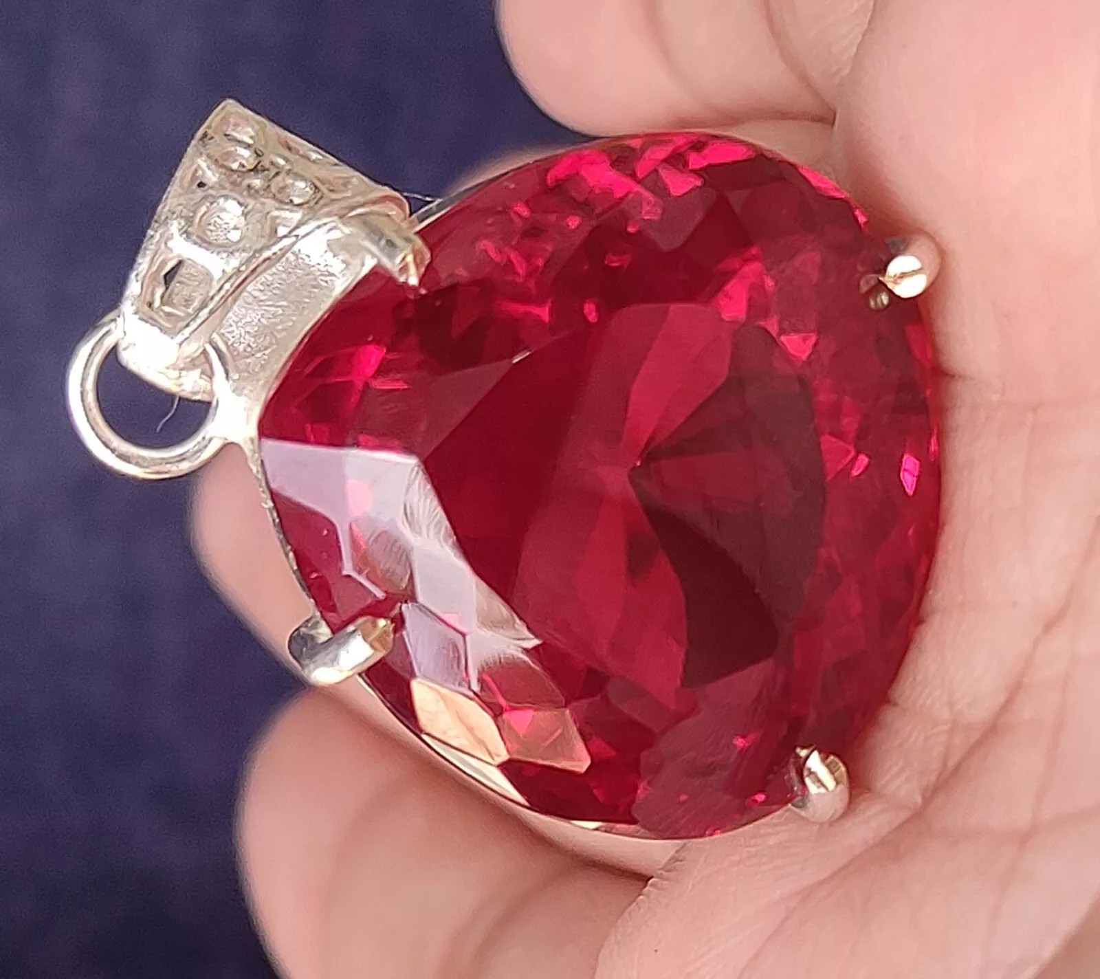 Certified 72.05 Ct Natural Red Red Ruby 925 Solid Silver Pendant Loose Gemstone