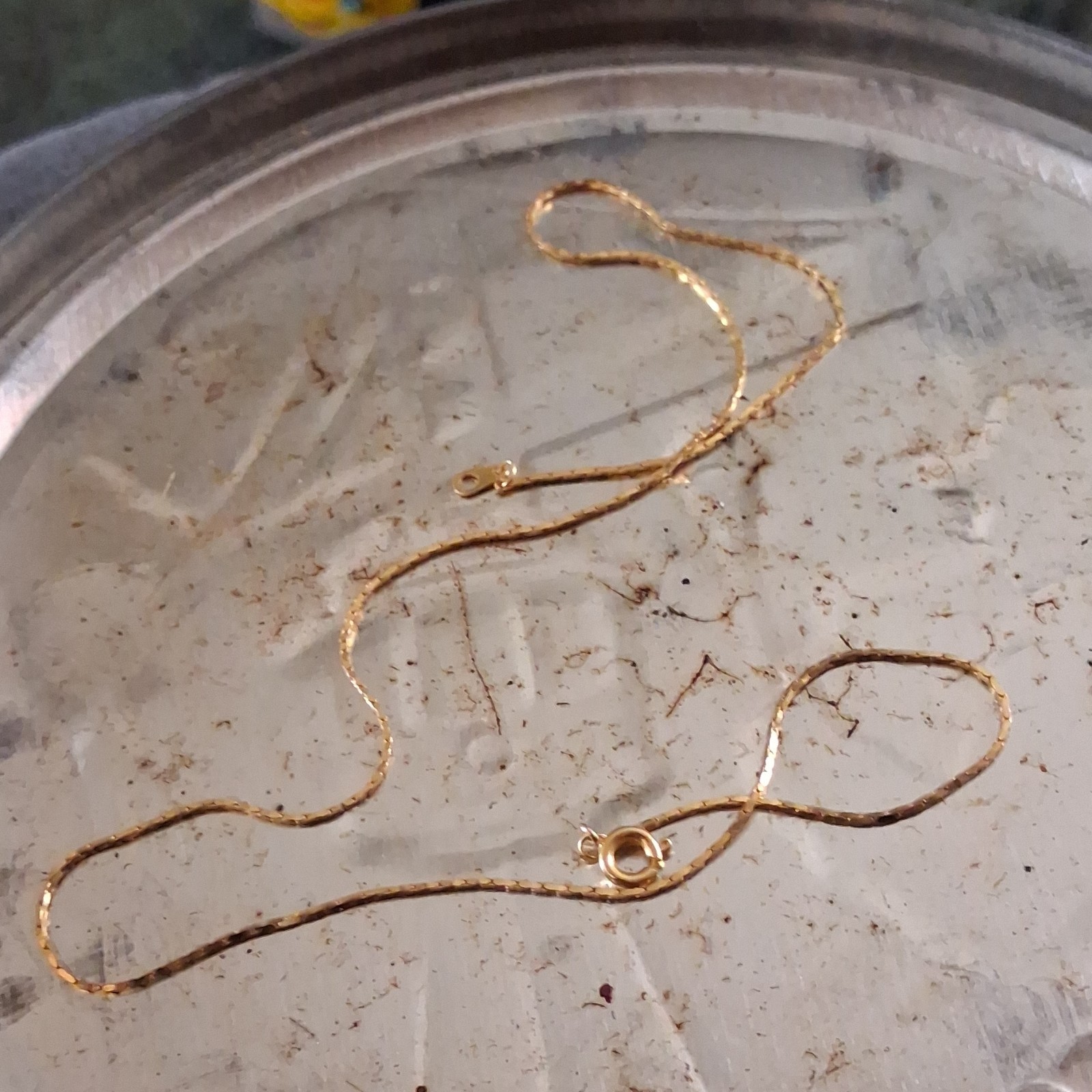 Gold Chain Necklace Yellow Gold Metal Spring Ring Clasp No Stone