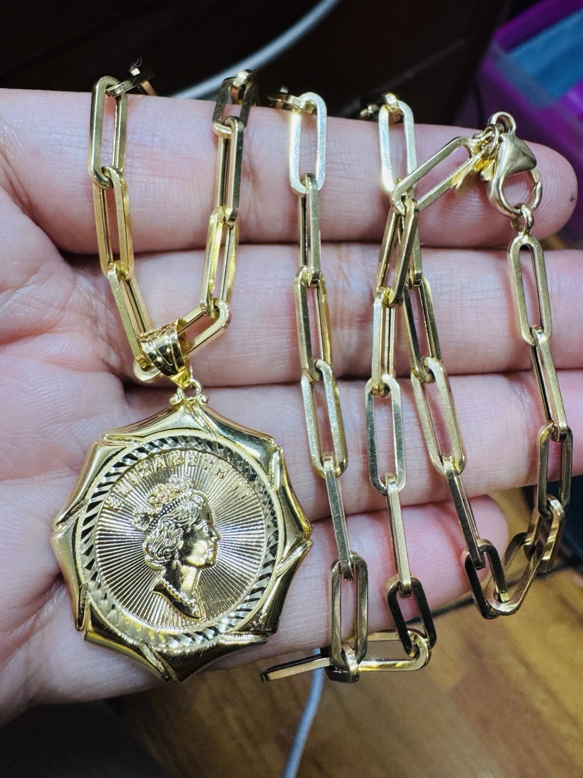 18K 750 Genuine Saudi UAE Real Fine Gold Queen Set Necklace 20” Inch 14.9g 4.5mm