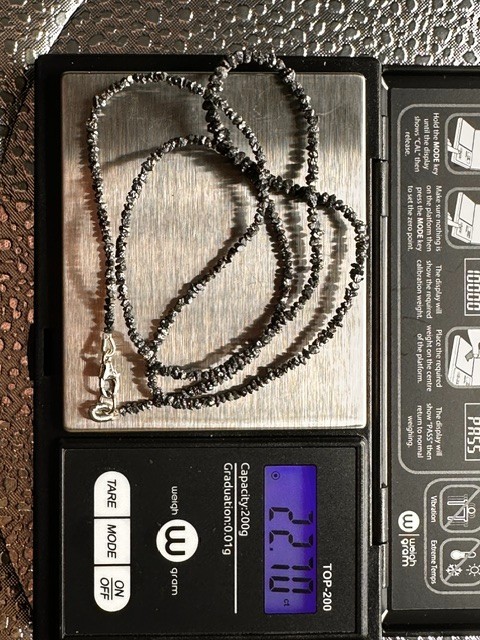 Estate $3000 22.7ct Natural BLACK GENUINE DIAMOND 20″ Sterling Silver Necklace