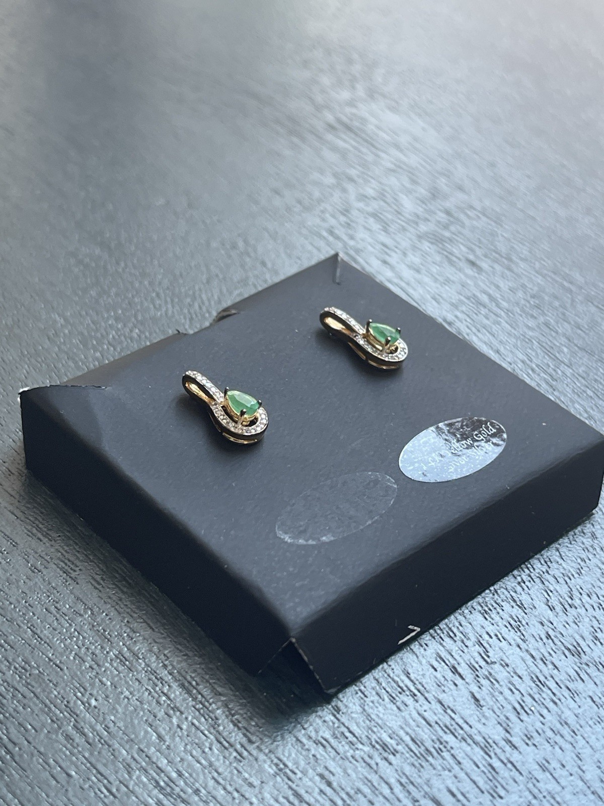 Macy’s Gemstone Diamond Green Emerald Earrings – 14K YG Plated – May Birthstone