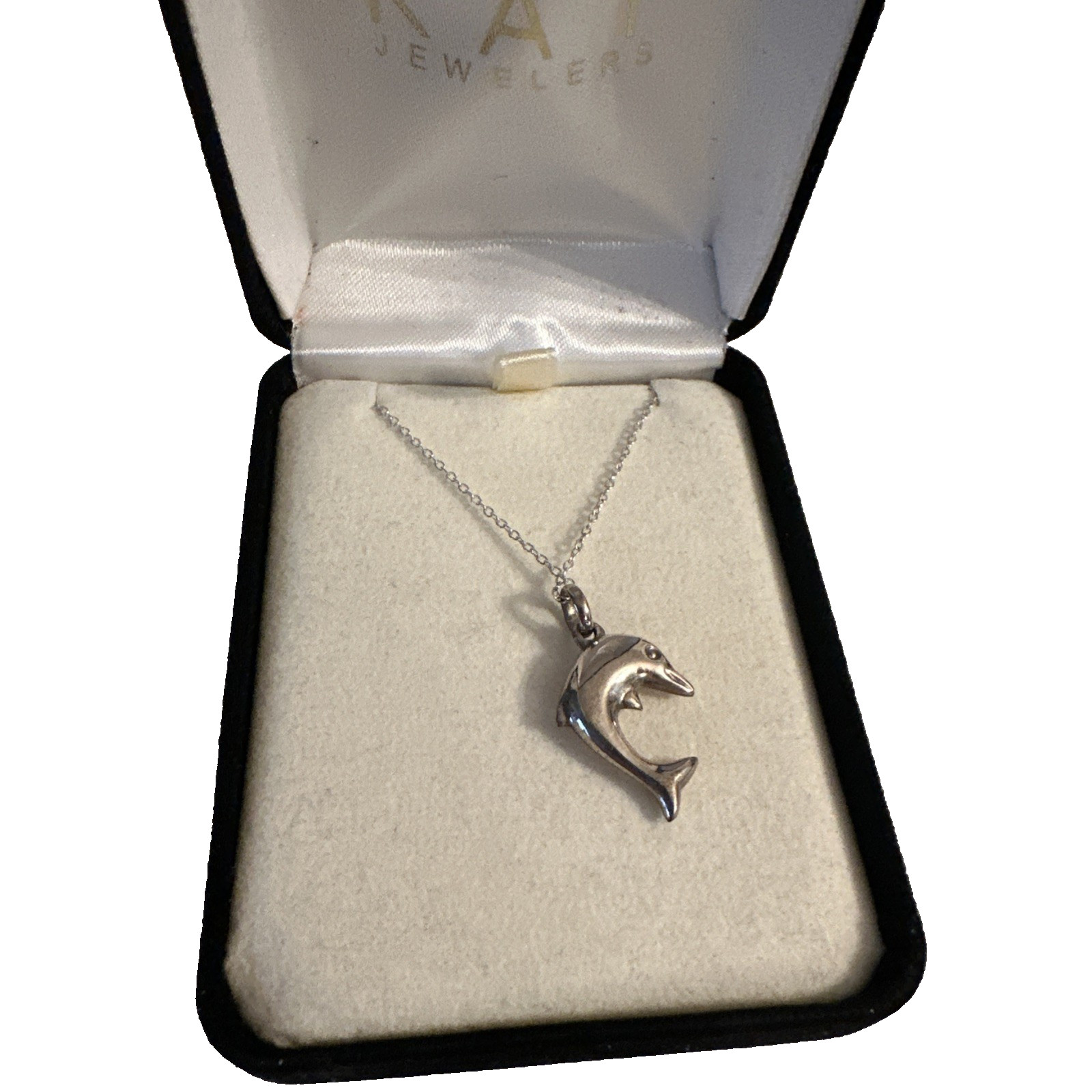 STERLING SILVER DOLPHIN PENDANT & CHAIN – 925 – 3cm Pendant – 40cm Chain