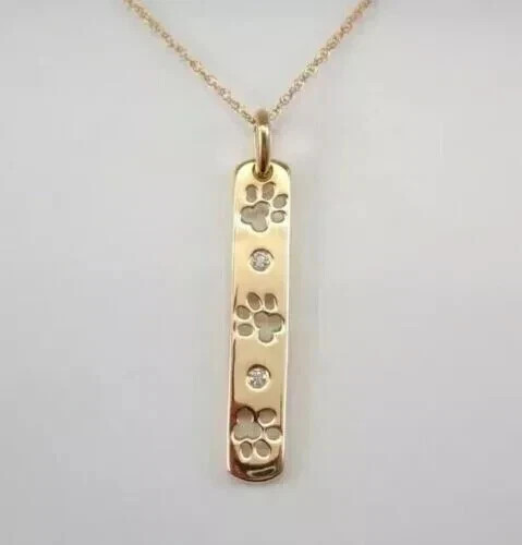 1.00CT Round Cut Lab-Created Diamond Paw Print Pendant in 14K Yellow Gold Plated