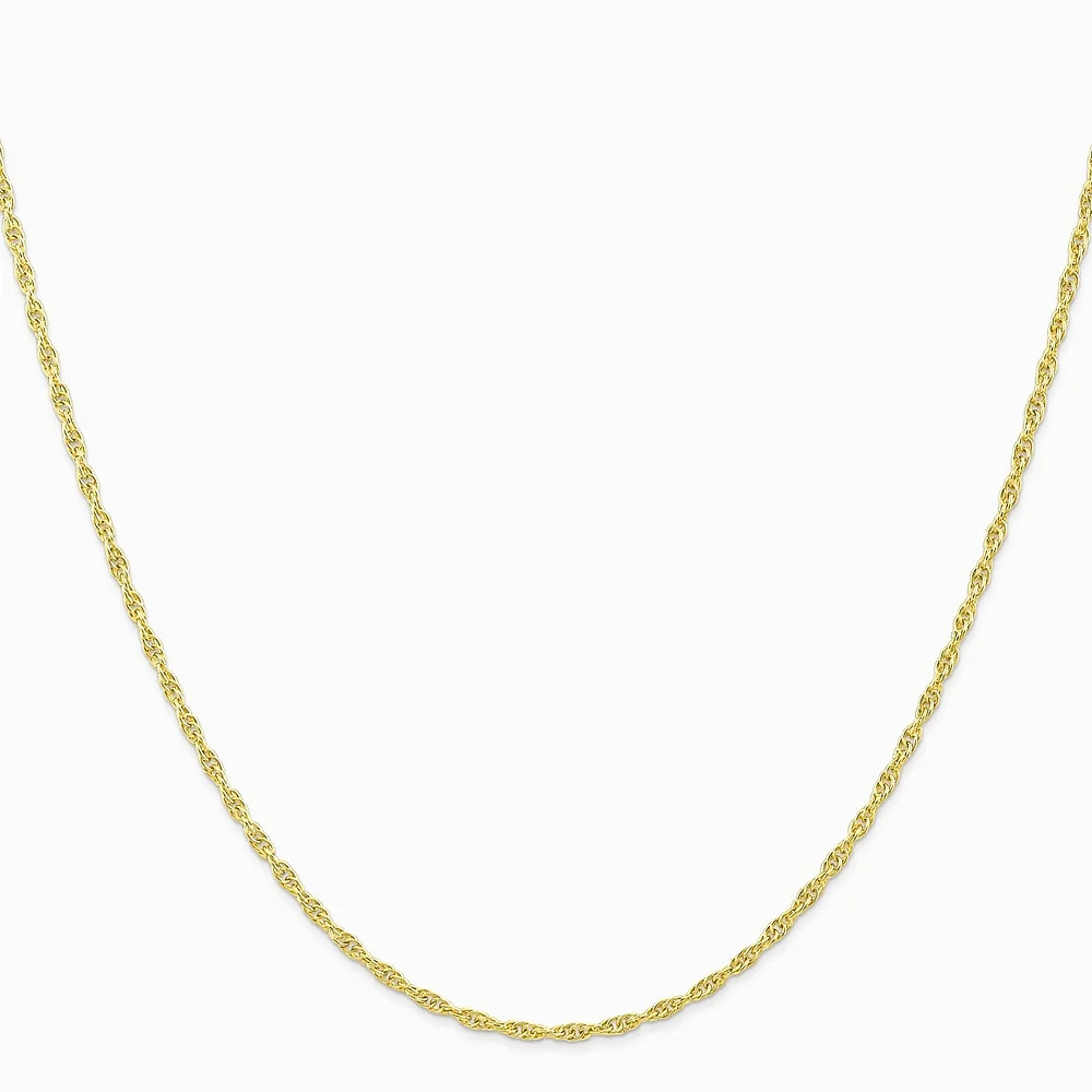 10K Yellow Gold 1.55mm Carded Cable Rope Chain Necklace 16″-24″
