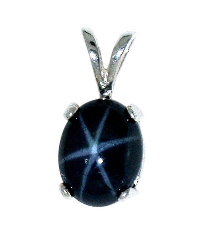 2.79 Carat Oval Natural Blue Star Sapphire Sterling Silver Pendant EPPC273/72426