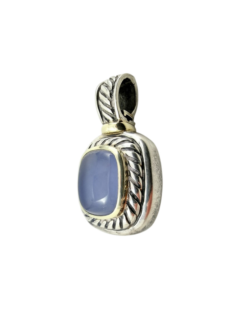 David Yurman 14K Gold .925 Sterling Silver Noblesse Chalcedony Albion Pendant