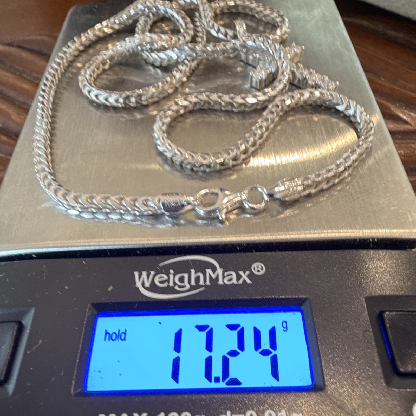 20” 2.5mm Rounded Franco Chain SOLID 925 (17g) w Moissanite Tennis Cross 2.0 CTW