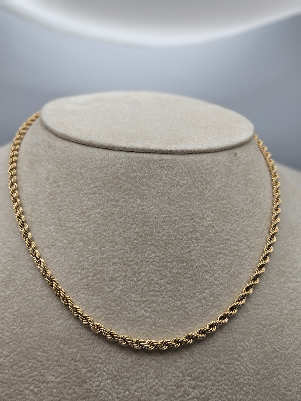 18K Yellow Gold Diamond-Cut Rope Chain Necklace, 17.6”, 8.5g, 3.5mm