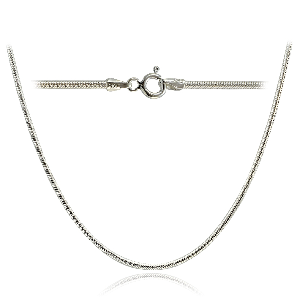 .925 Sterling Silver 1mm Italian Snake Chain Necklace in Lengths 16-30