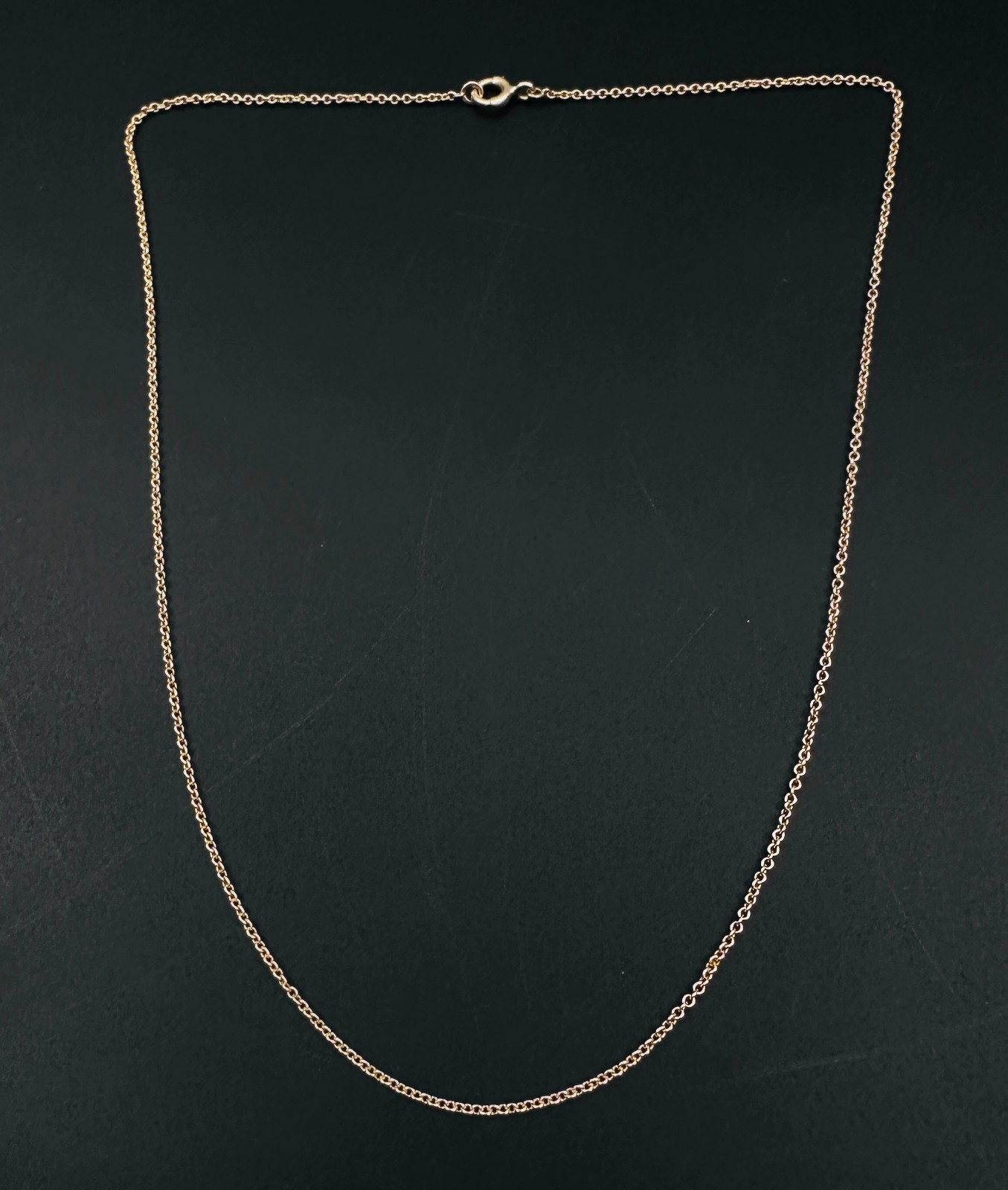 Vintage Solid 10K Yellow Gold Rolo Link Chain Necklace, 1.2mm, 15 1/2″, 1.7g