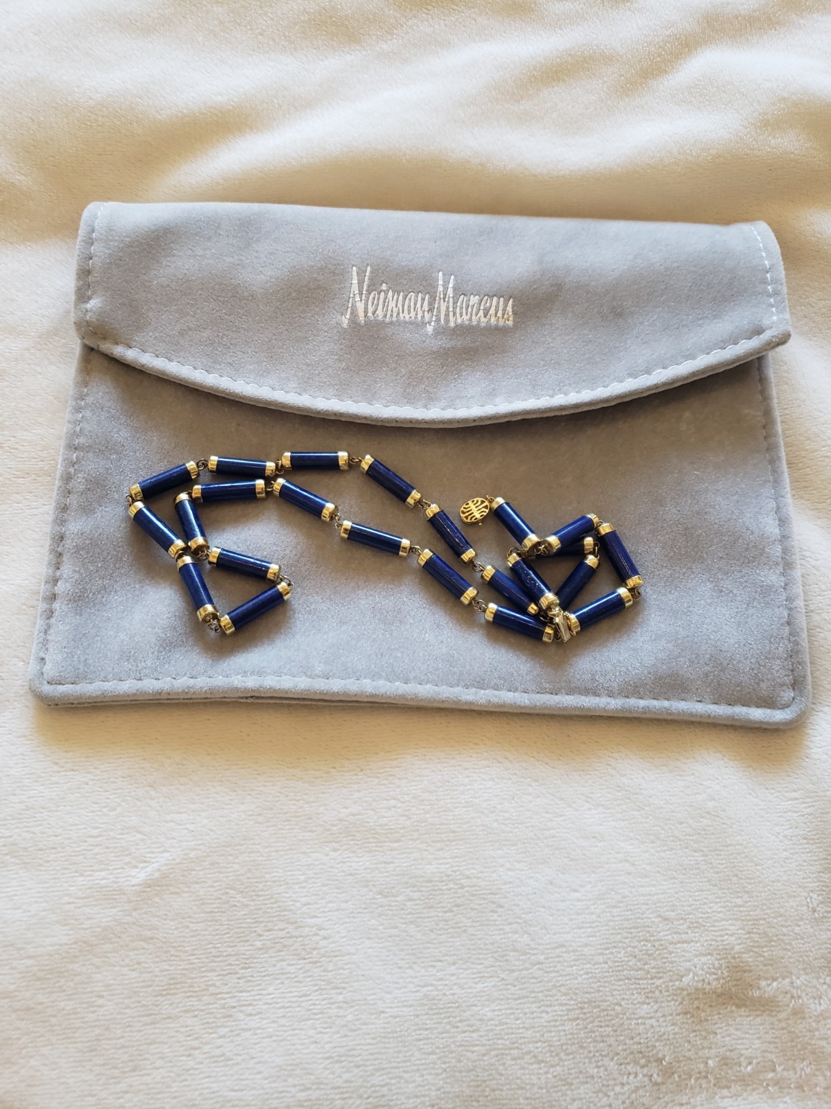 14k And Lapis Modern/Fashion Necklace Marked 14k