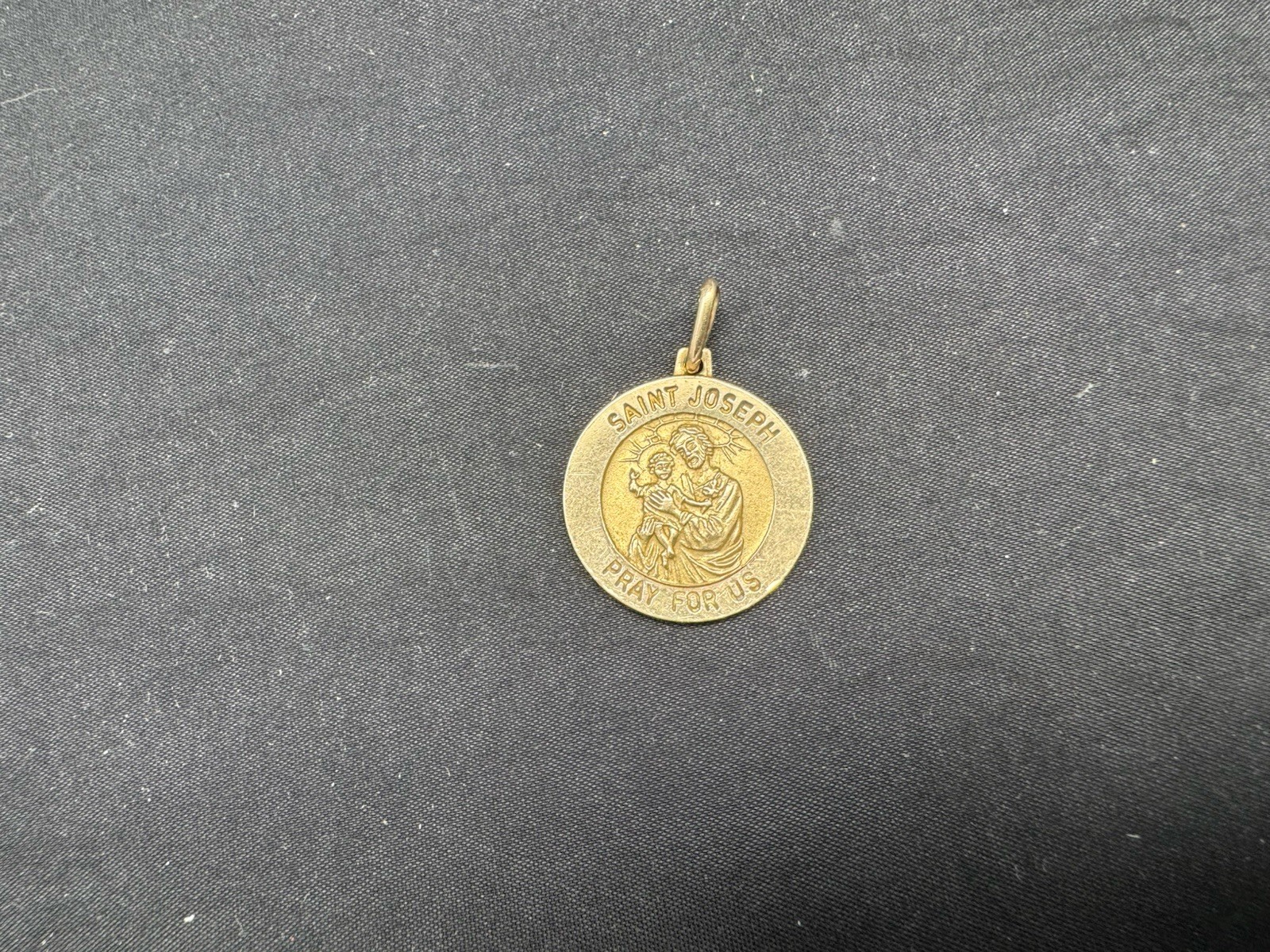 Vintage 14k Gold Saint Joseph Pray for US Pendant, 3.4 Grams, Italy