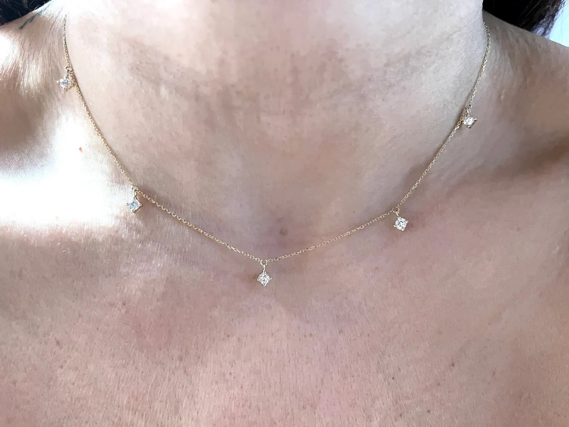 Best Seller ! Necklace For Bridal Round Natural Diamond GH – SI 14k Yellow Gold