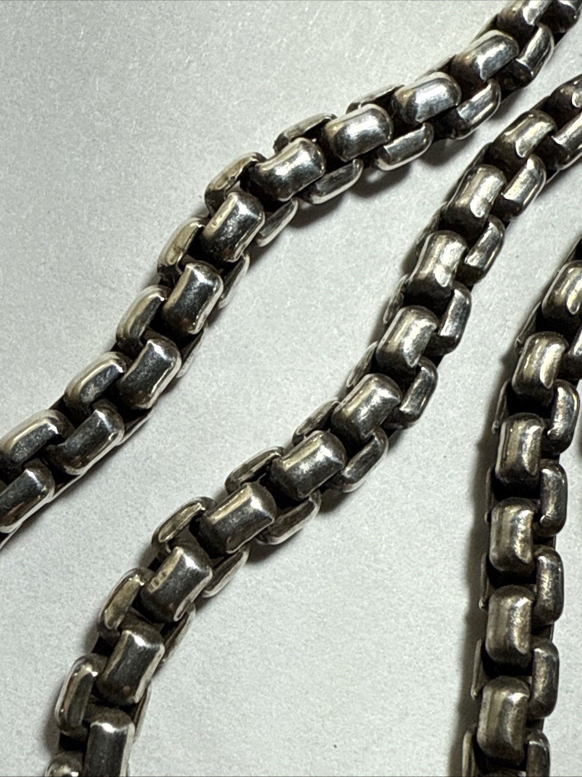 David Yurman Box Chain Necklace 33” 3mm Sterling 14k Hang Tag 50.2gr Vintage