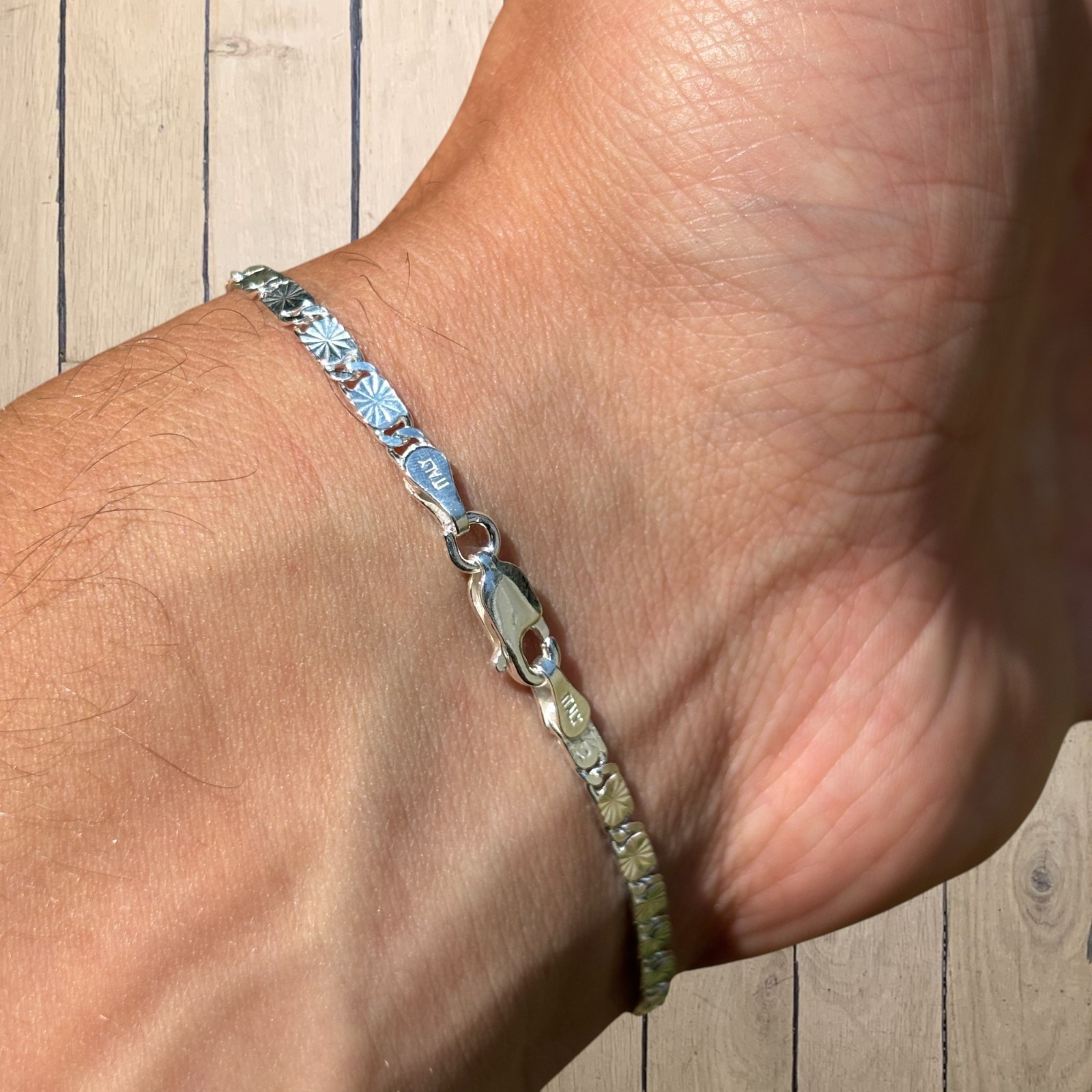 3mm Valentino Link Bracelet – Real Solid 925 Sterling Silver MADE IN ITALY