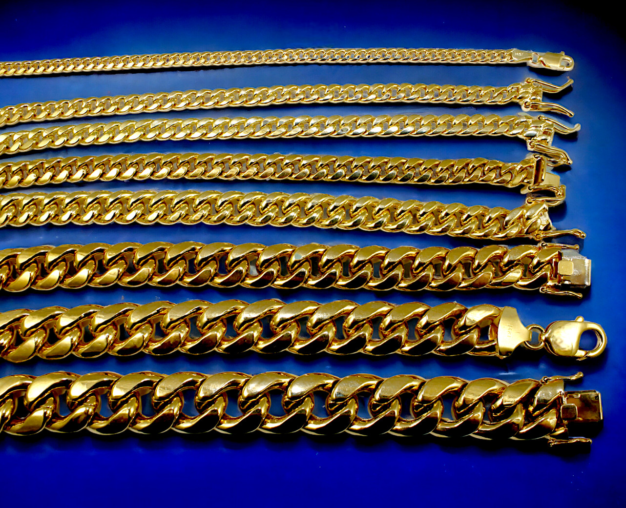 14K Yellow Gold 3mm-15mm Miami Cuban Link Chain Necklace All Sizes Real 16″-30″