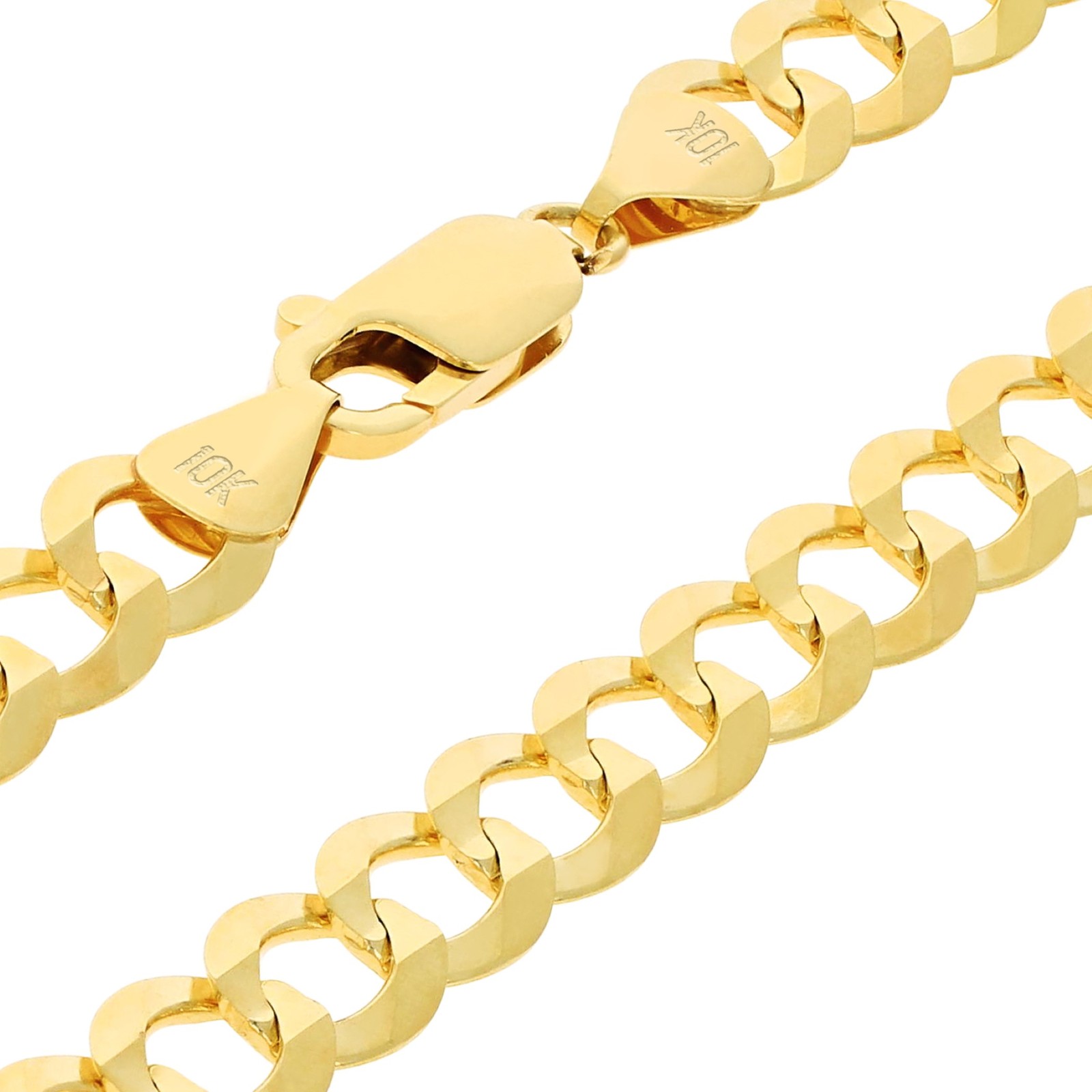 10K Yellow Gold Solid 2mm-12.5mm Cuban Curb Chain Link Pendant Necklace 16″- 30″