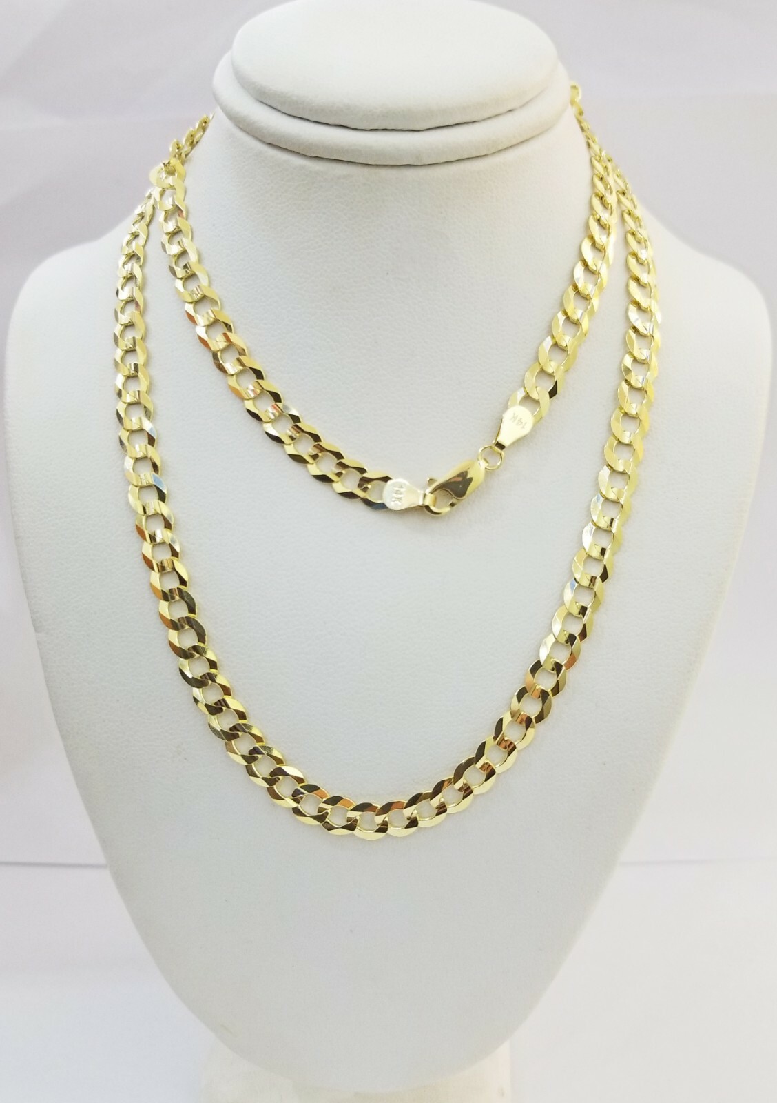 Real 14K Yellow Gold Cuban Link Chain Necklace 6mm 20″ 22″ 24″ 26″ 28″ Solid 14k