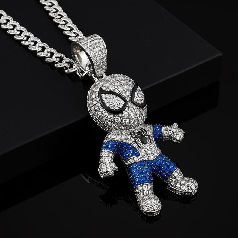 Spider-Man Iced Out Pendant Superhero Jewelry for Marvel Fans Hip Hop Pendant