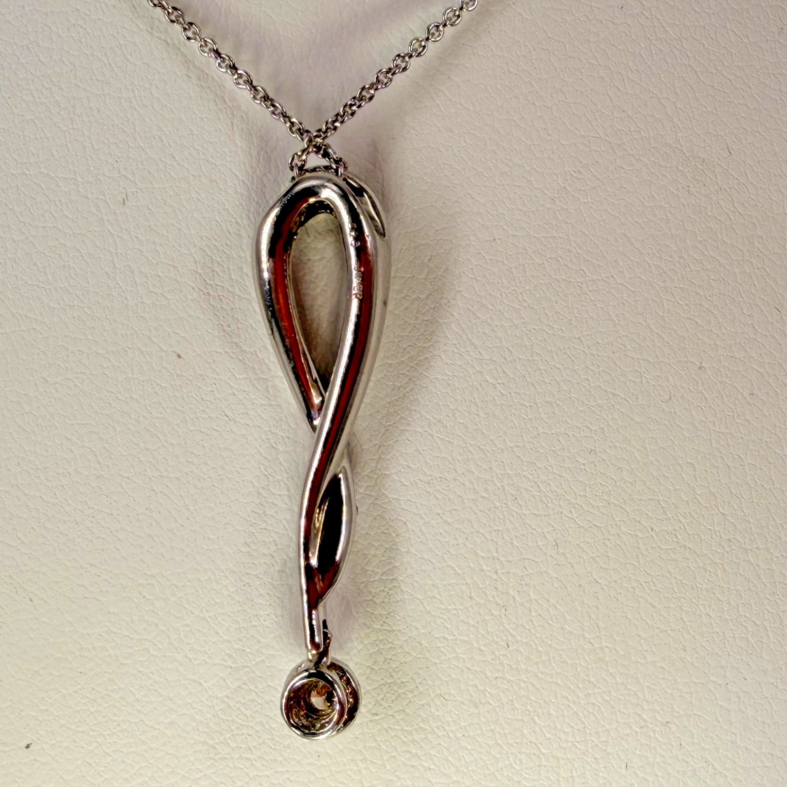 925 Sterling Silver Black & White Diamond Infinity Pendant Necklace 18″ TW 3.7g
