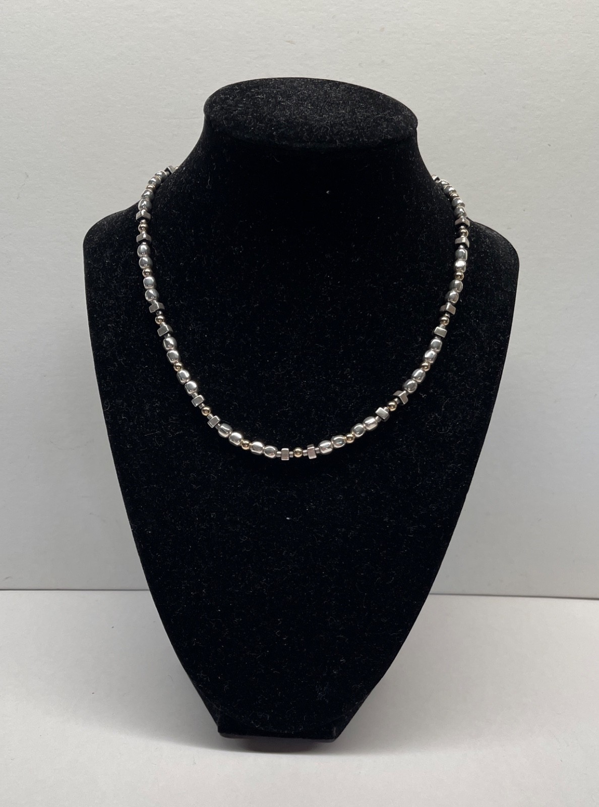 Silpada N1220 925 Sterling Silver & Gold Filled Geometric Beaded Necklace 16.25″