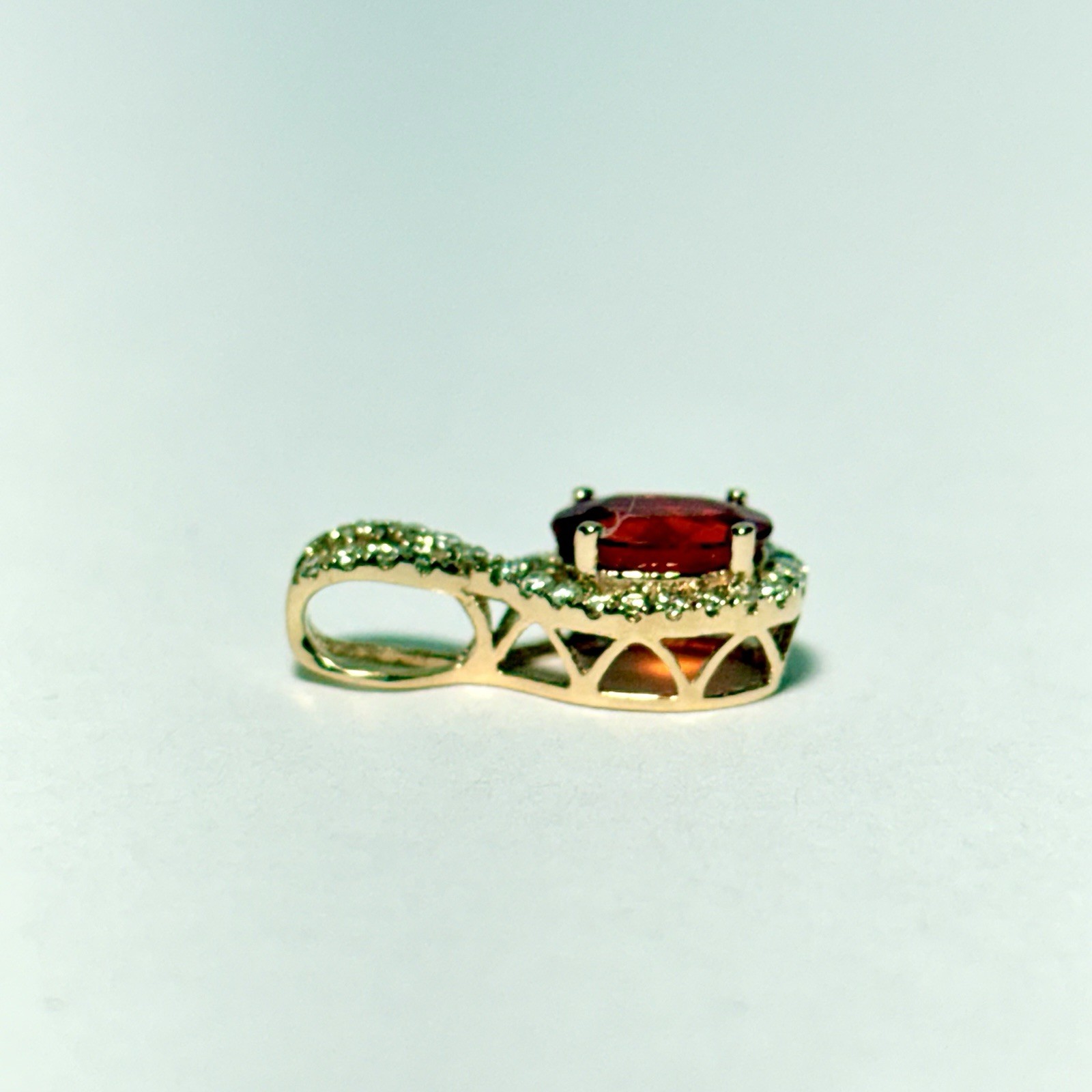 GG Certified 14K Yellow Gold 0.55ct Fire Opal 0.17ctw Diamond Pendant 0.93g