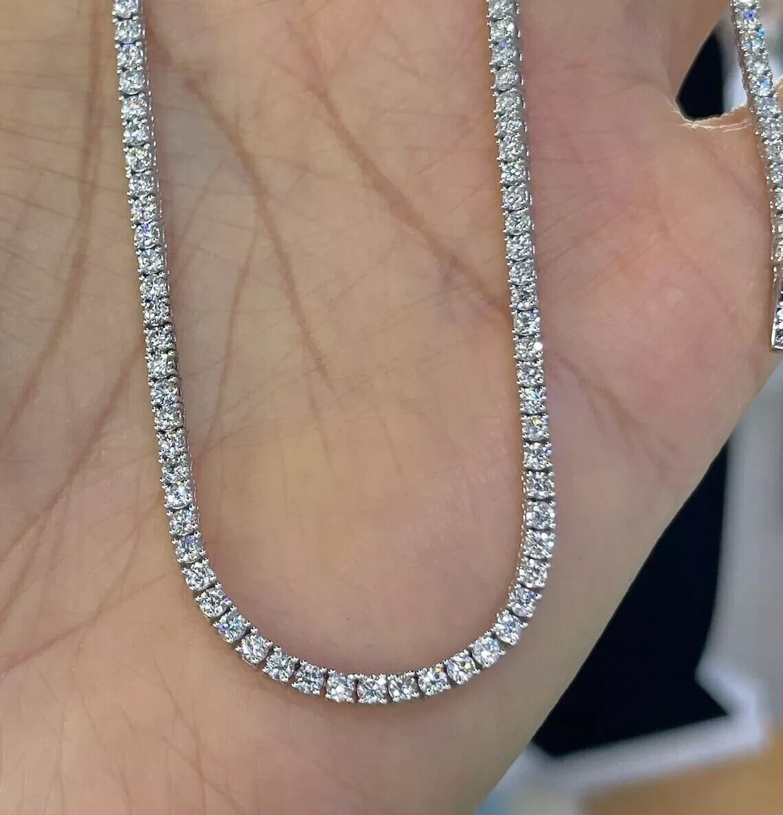 7.00 Ct Lab Grown D VS Diamond Set Women Tennis Necklace In 14k White Gold 16”