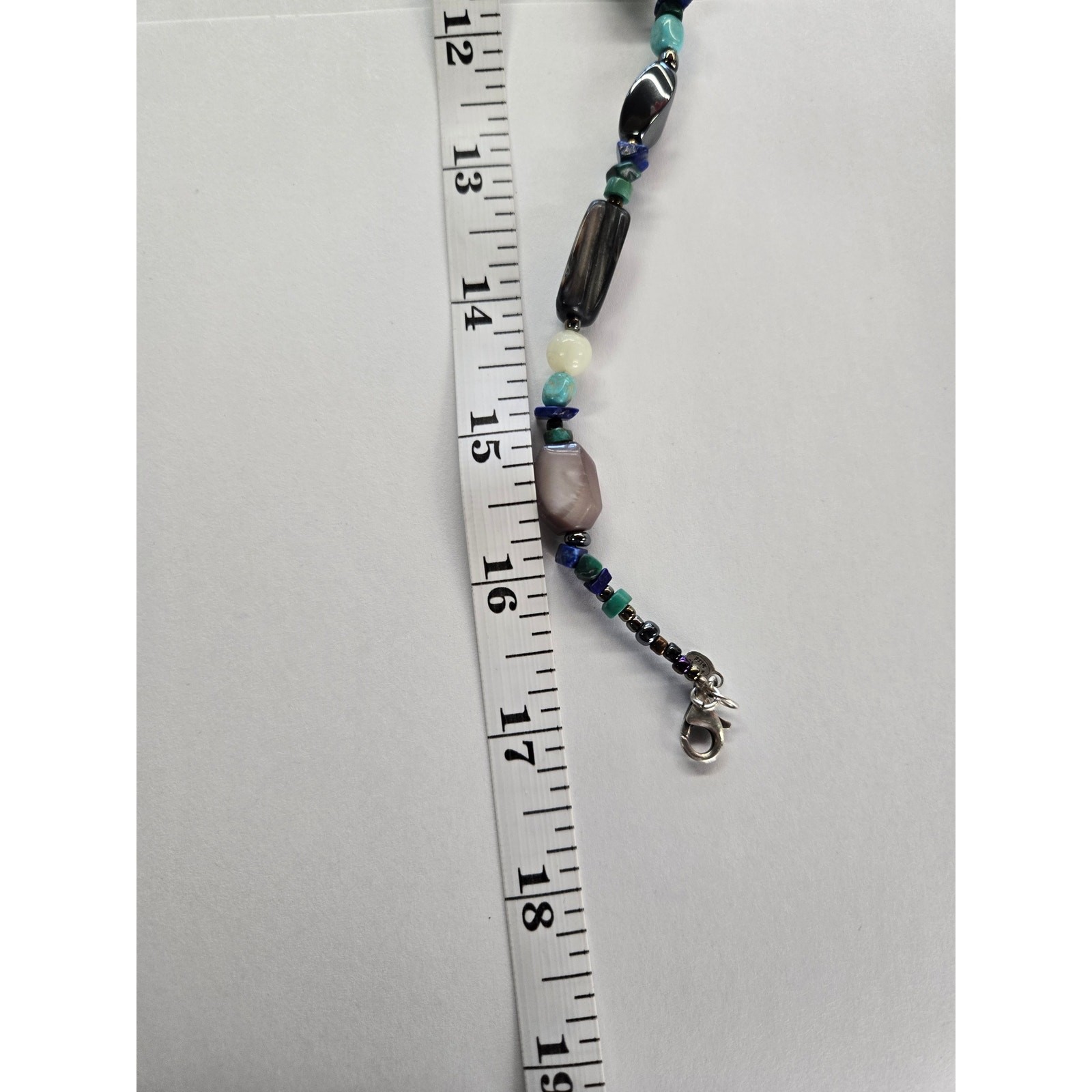 Coyote Bird Sterling Silver Multi Gemstone Beaded Necklace Artisan Boho 17.5″