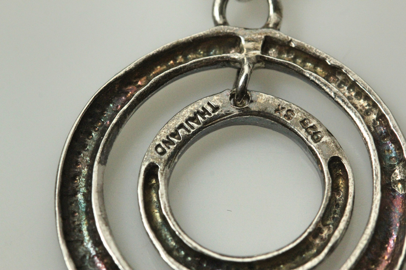 925 Sterling Silver Two Circles Pendant 6.7 Grams Some Tarnish (PEN8088)
