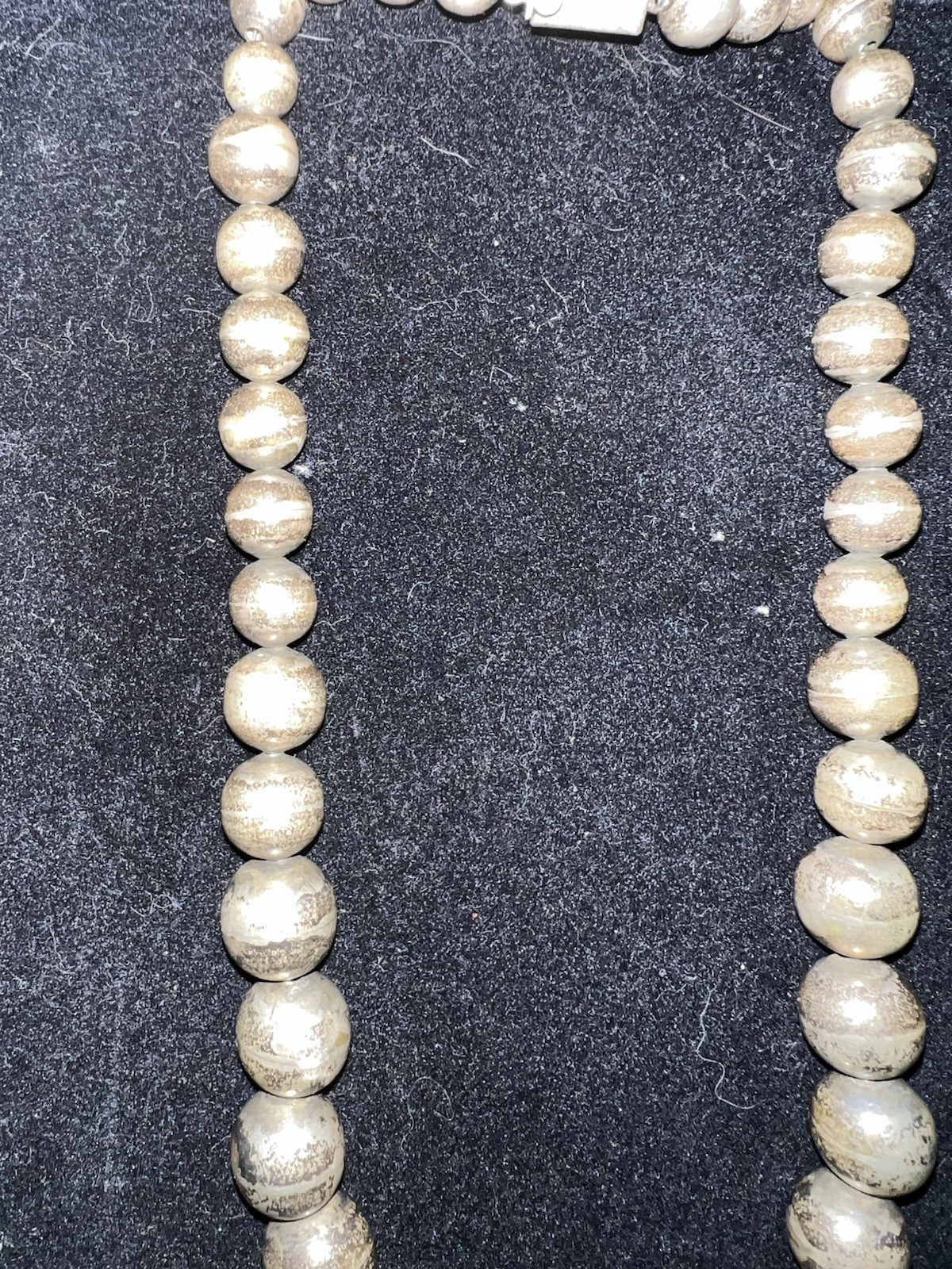 925 Sterling Silver Signed Necklace Mexico TH-31 Chain Box Clasp Navajo Pearl