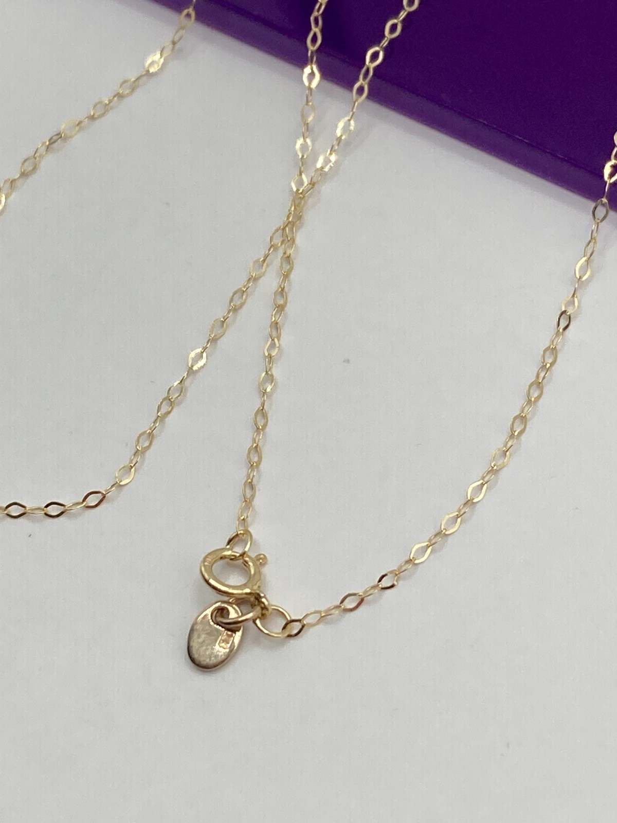 solid 10k gold flat links chain 1.2mm necklace