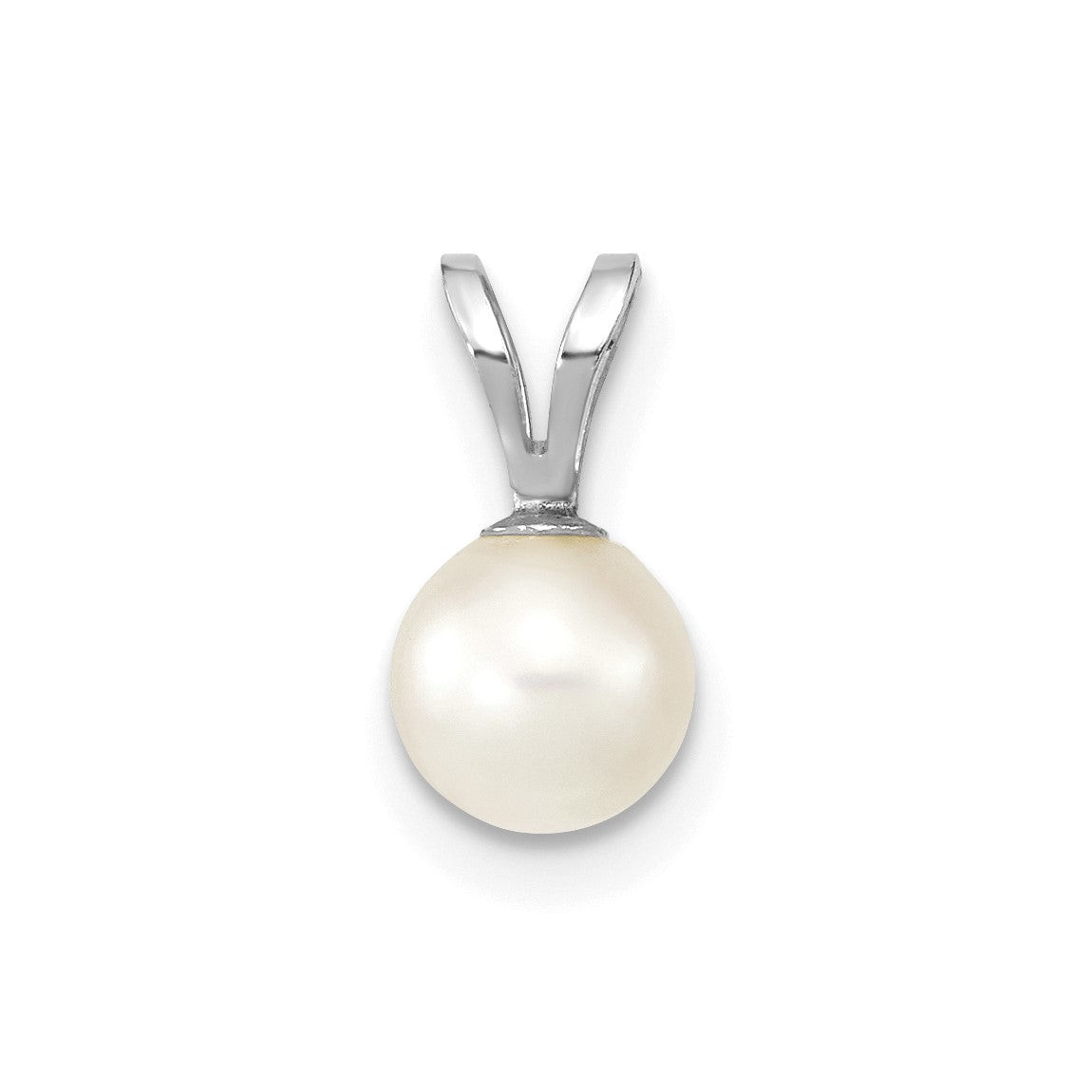 14K White Gold 5-6mm Round White Cultured Saltwater Akoya Pendant