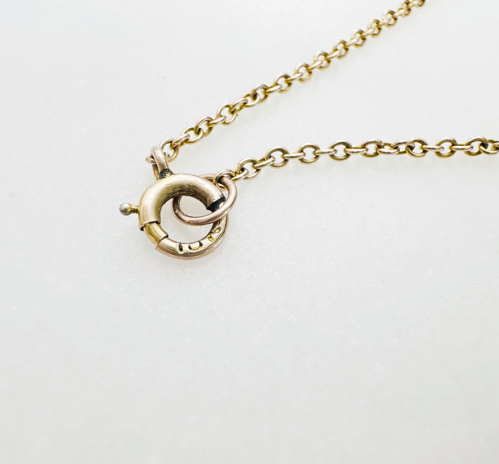 Vintage Solid 10K Yellow Gold Rolo Link Chain Necklace, 1.1mm, 15 3/8″