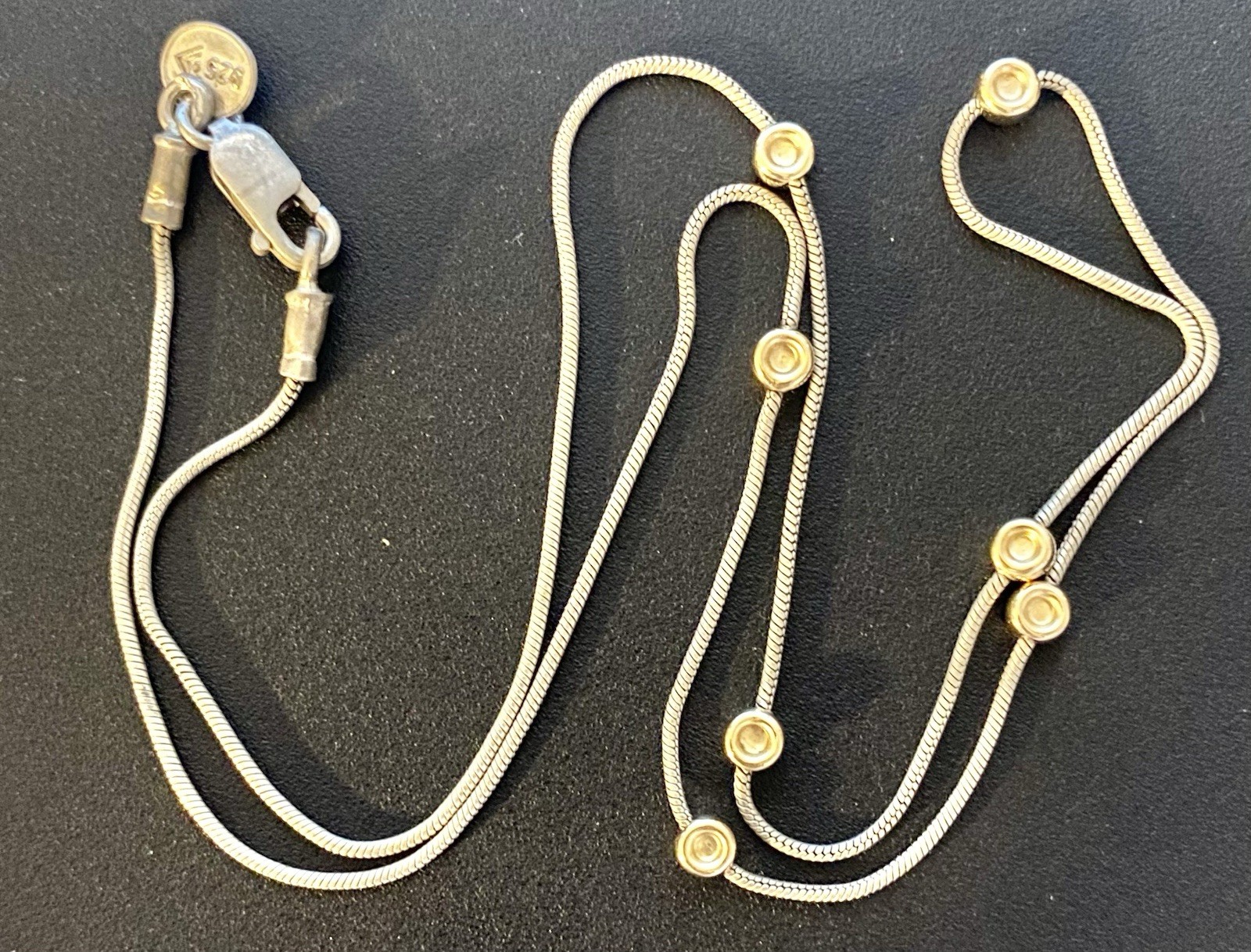 SILPADA Sterling Silver 14k Gold Filled Bead STATION 17″ SNAKE CHAIN NO673