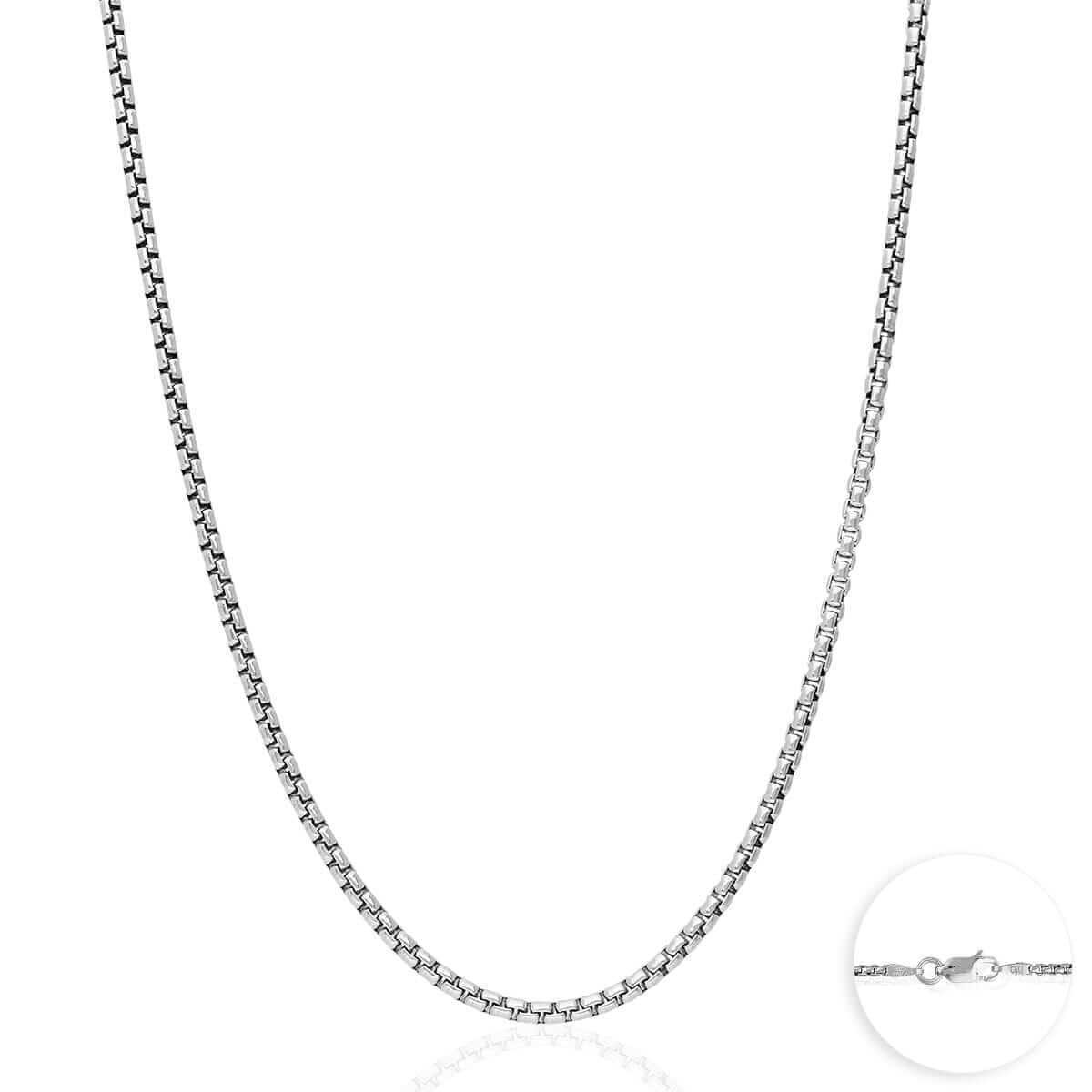 925 Sterling Silver Rhodium Italian Solid Round Box Chain 0.85-3.7mm 16-30″